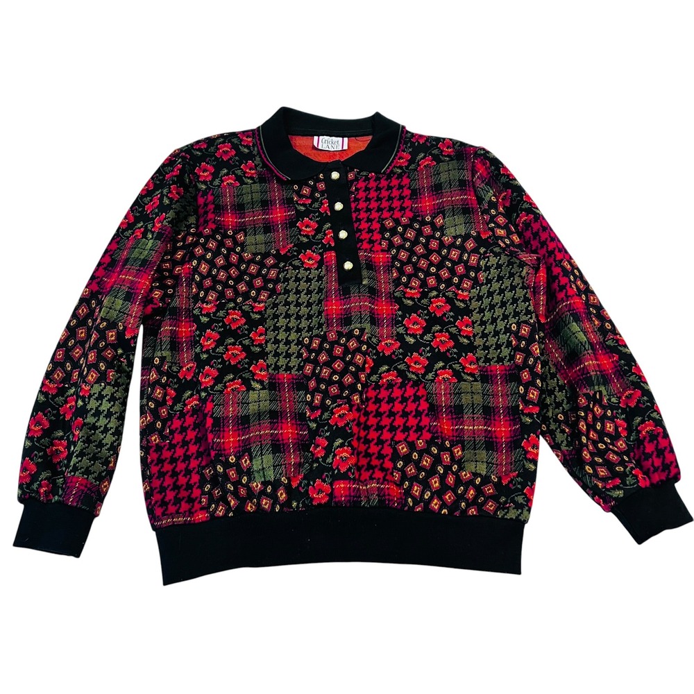 Vintage Grandma Core Knit Cardigan Plaid Floral‎ Houndstooth Cozy